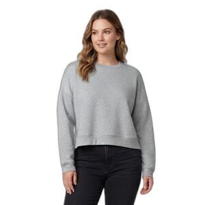 NWOT Scoop Womens Scubaknit Sweatshirt XL Gray Cropped Crewneck Pullover